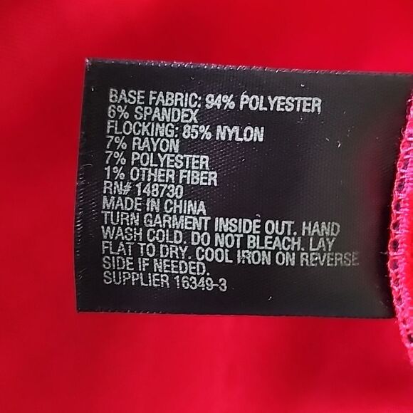 Worthington Midi Dress Red/ Black Velvet Lace Print - Picture 9 of 16